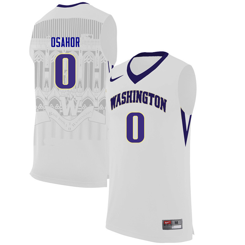 Men Washington Huskies #0 Chantel Osahor College Basketball Jerseys-White